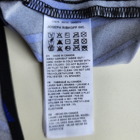 Joseph Ribkoff Edgy V-neck Zipper Top Style  Blue Black Blouse Sz 14 - Picture 16 of 16